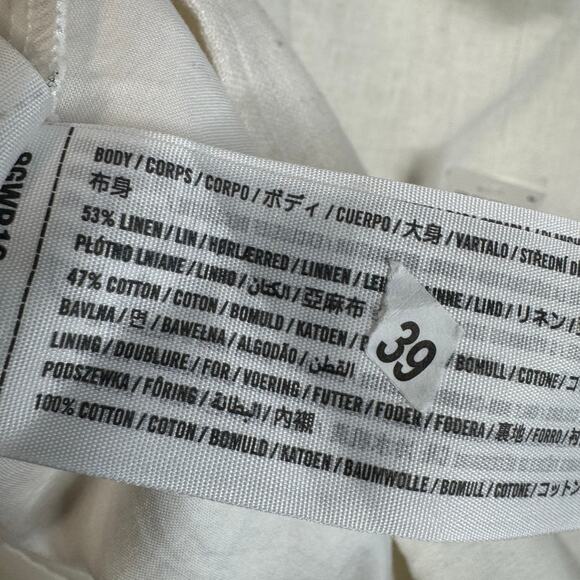 Abercrombie & Fitch Linen High Neck Strappy Mini Dress Cream Coastal Beach L New - Picture 13 of 14